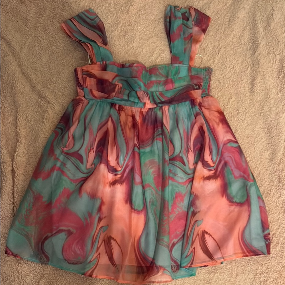 Amanda Uprichard Pink and Turquoise Short Sundress